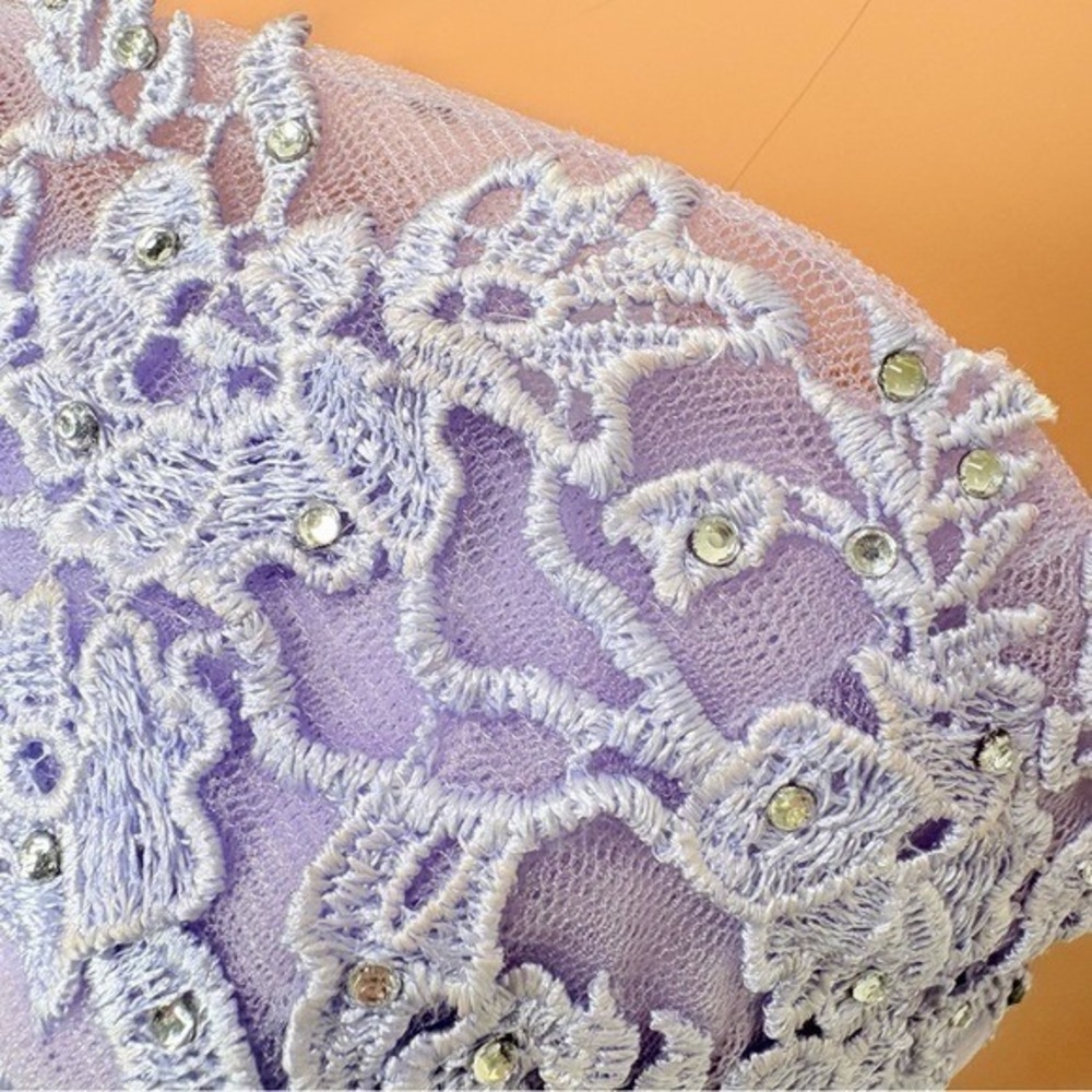 Y2K Satin Corset Mini Dress Sz.4-6 Fairy Mesh Lace Rhinestone Wimsigoth 90s - Picture 12 of 15